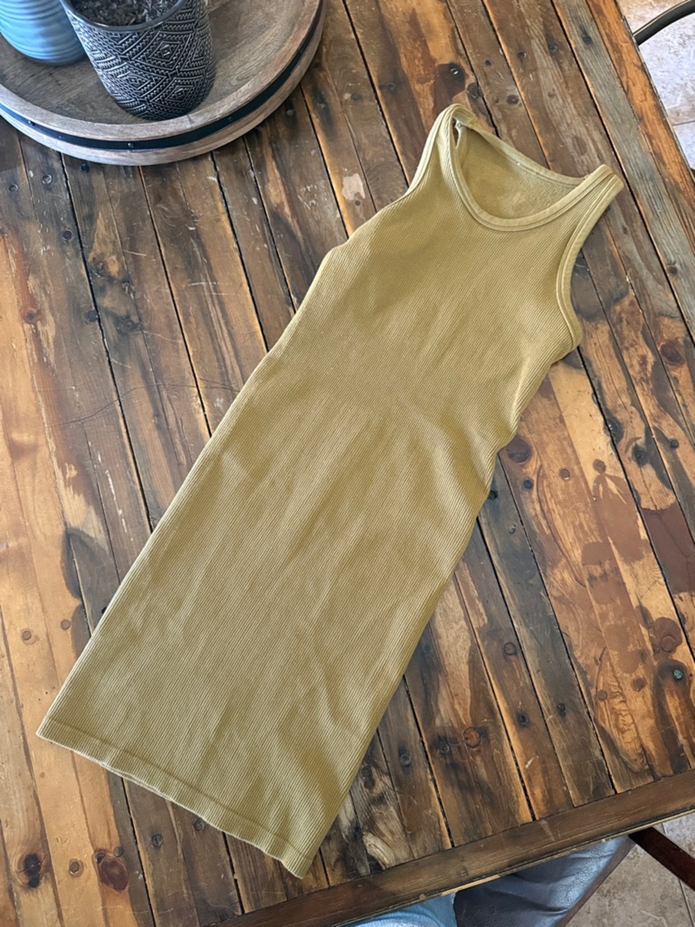 ALO Ribbed Tank Midi Dress - Olive